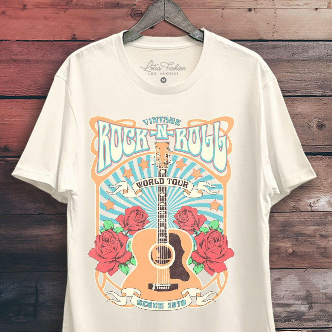 Rock & Roll World Tour Graphic Tee | S-3X-Graphic Tees-Krush Kandy, Women's Online Fashion Boutique Located in Phoenix, Arizona (Scottsdale Area)