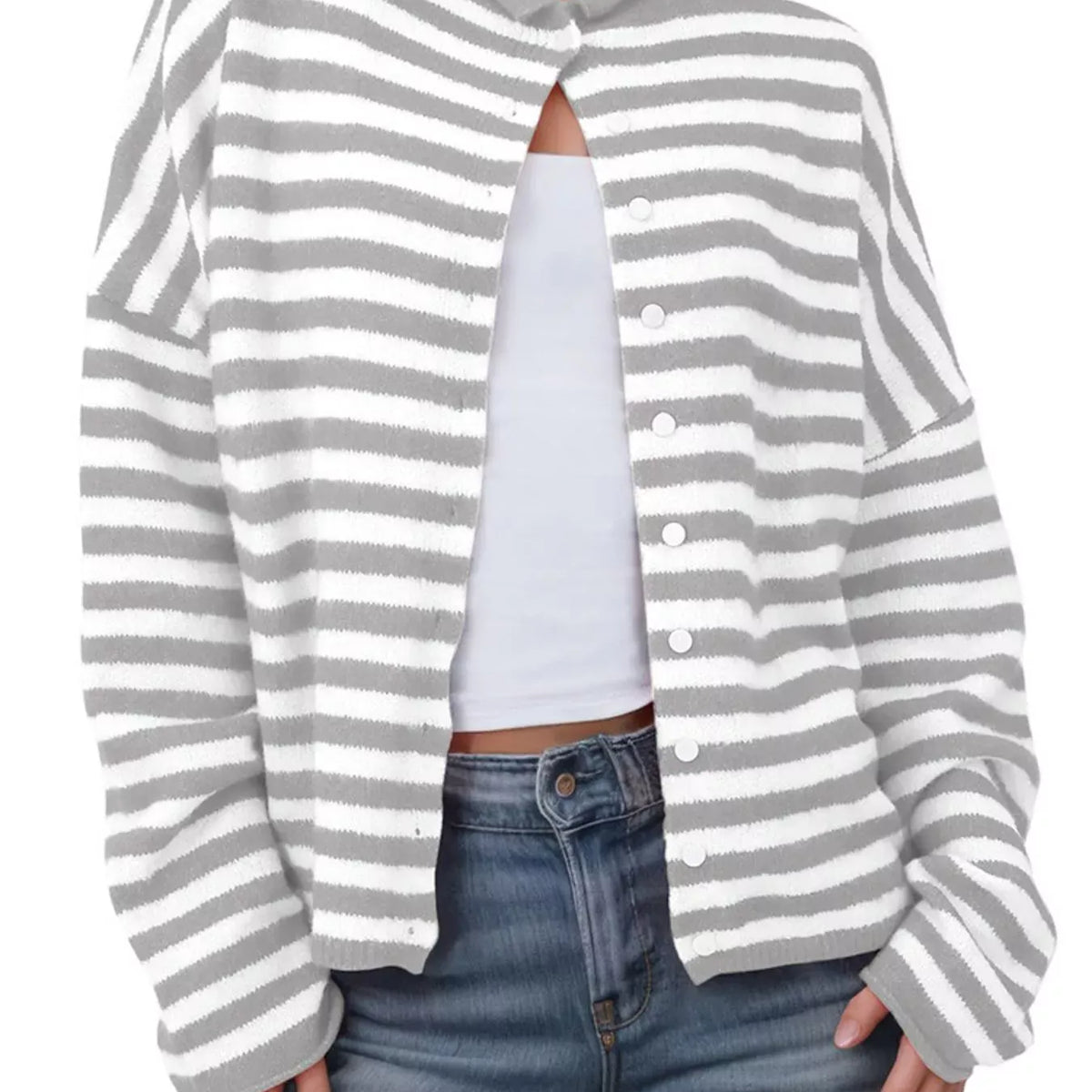 Striped Button-Up Cardigan-Sweaters-Krush Kandy, Women's Online Fashion Boutique Located in Phoenix, Arizona (Scottsdale Area)