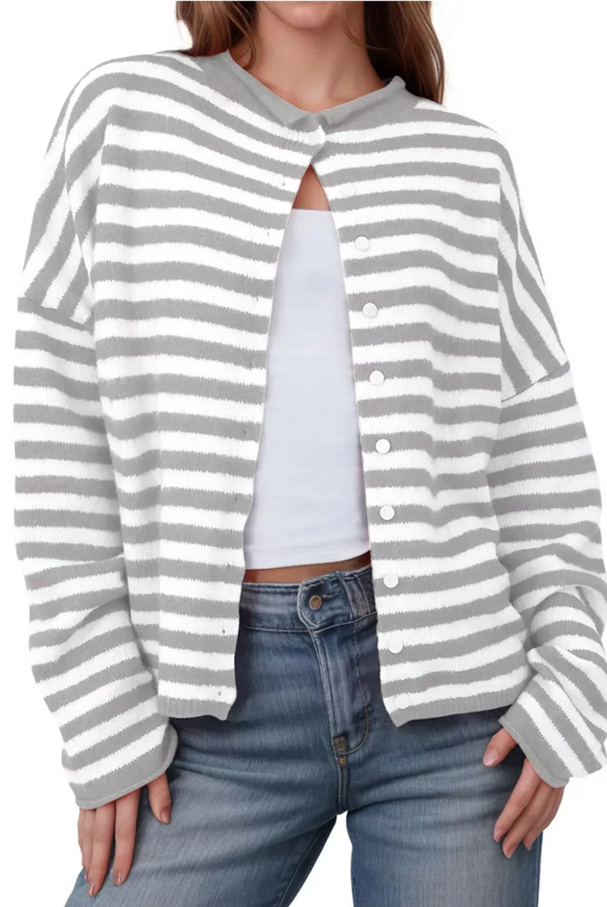 Striped Button-Up Cardigan-Sweaters-Krush Kandy, Women's Online Fashion Boutique Located in Phoenix, Arizona (Scottsdale Area)