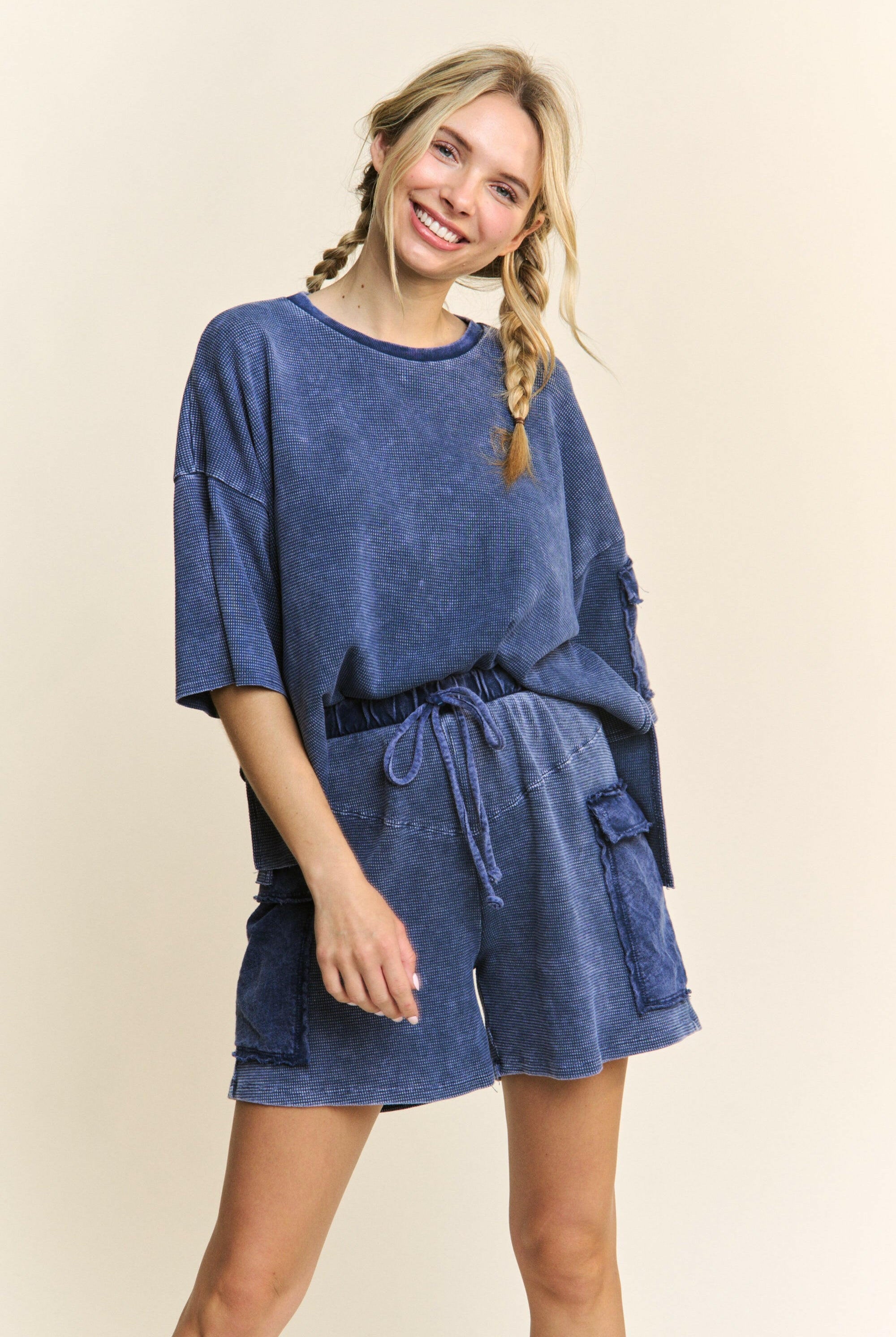 Mineral Wash Waffle Cargo Pocket Shorts-shorts-Krush Kandy, Women's Online Fashion Boutique Located in Phoenix, Arizona (Scottsdale Area)