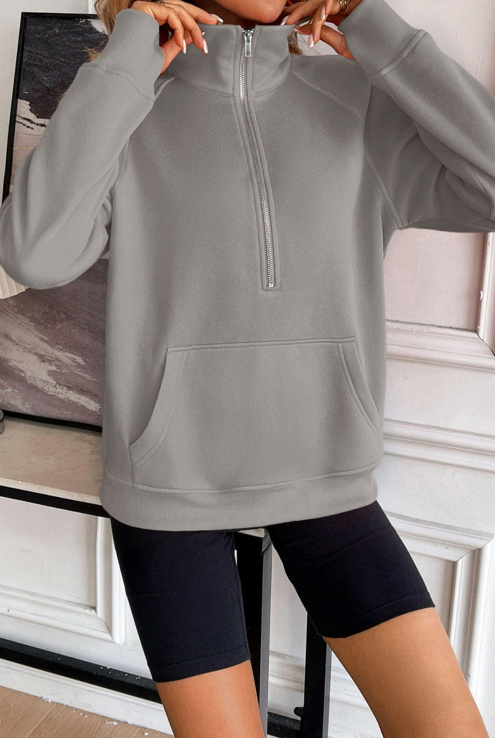Ivy Lane Half Zip Raglan Sleeve Sweatshirt-Krush Kandy, Women's Online Fashion Boutique Located in Phoenix, Arizona (Scottsdale Area)