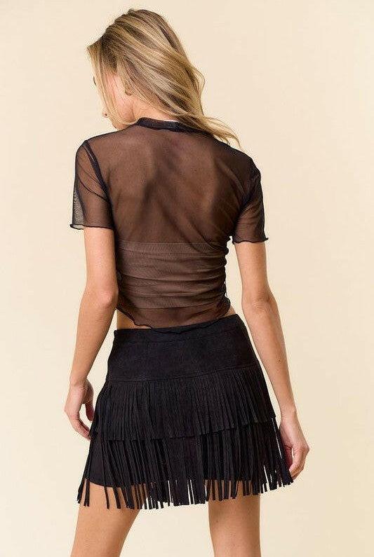 FAUX SUEDE FRINGED SKIRT-Skirts-Krush Kandy, Women's Online Fashion Boutique Located in Phoenix, Arizona (Scottsdale Area)