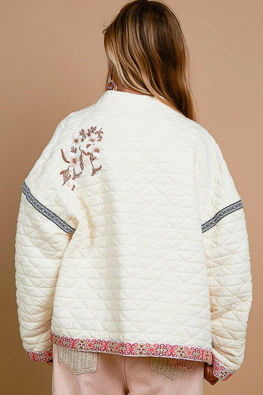 POL Embroidery Quilted Knit Jacket-Jackets-Krush Kandy, Women's Online Fashion Boutique Located in Phoenix, Arizona (Scottsdale Area)