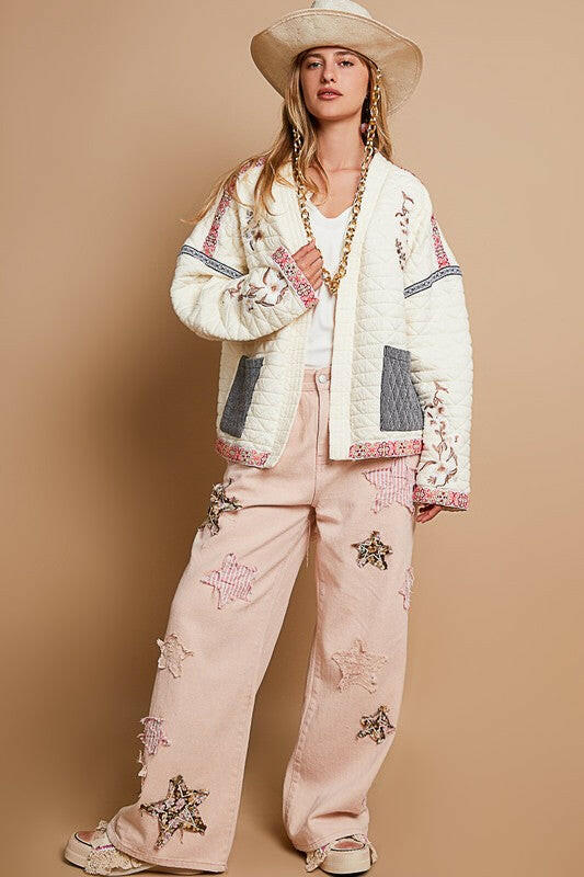 POL Embroidery Quilted Knit Jacket-Jackets-Krush Kandy, Women's Online Fashion Boutique Located in Phoenix, Arizona (Scottsdale Area)