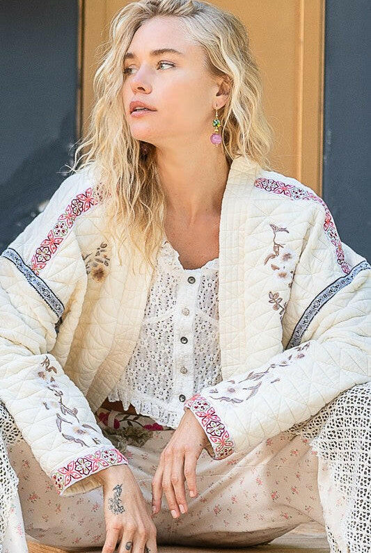 POL Embroidery Quilted Knit Jacket-Jackets-Krush Kandy, Women's Online Fashion Boutique Located in Phoenix, Arizona (Scottsdale Area)