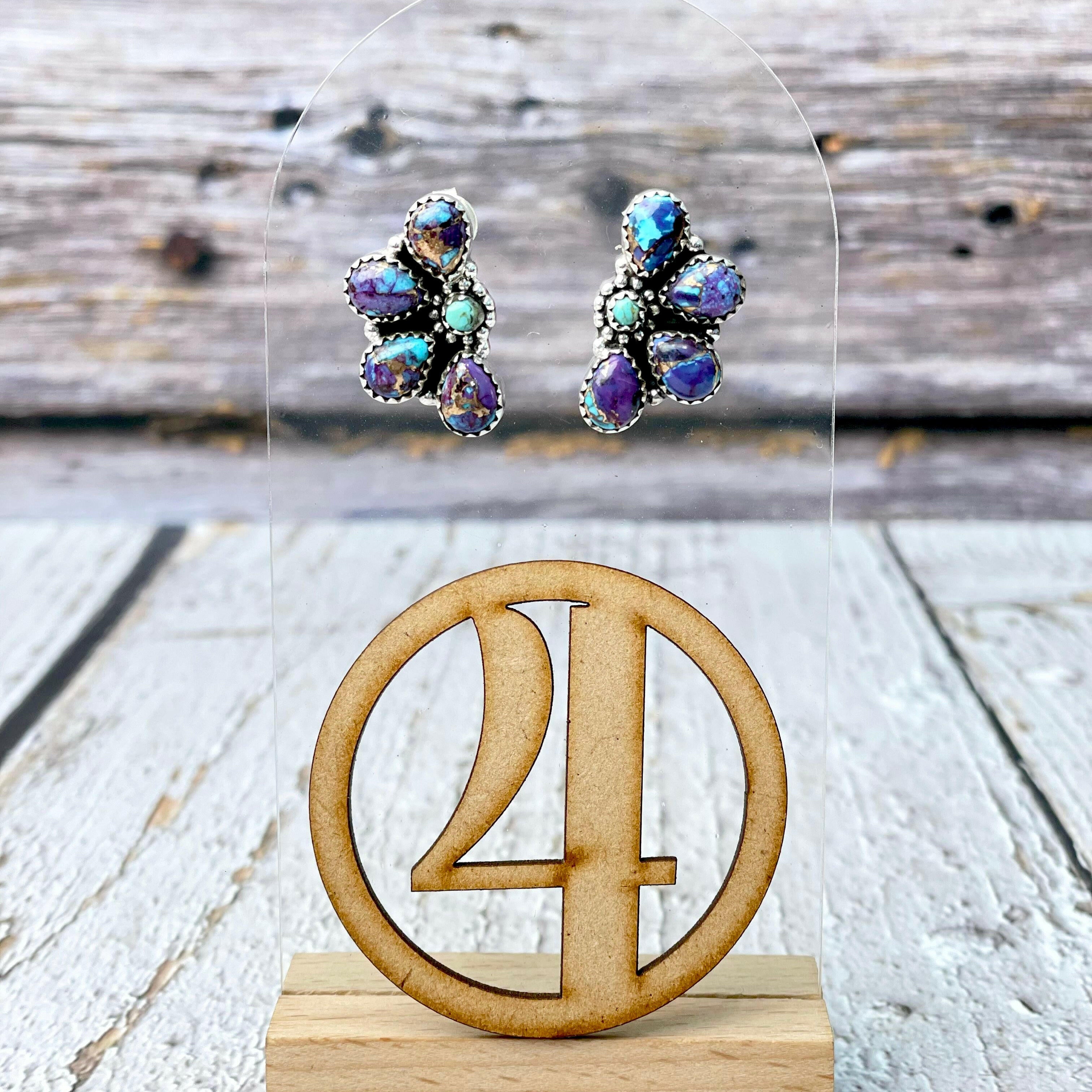 One Of A Kind Half Cluster Earrings-Earrings-Krush Kandy, Women's Online Fashion Boutique Located in Phoenix, Arizona (Scottsdale Area)