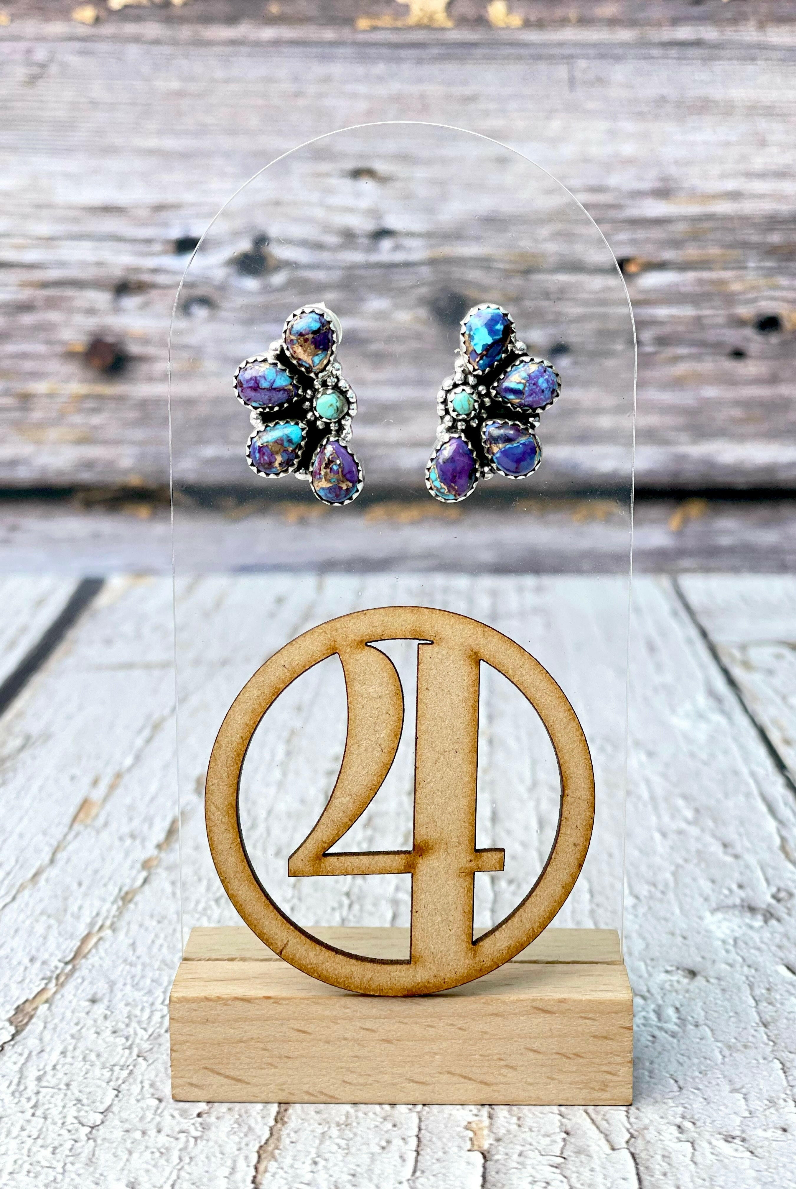 One Of A Kind Half Cluster Earrings-Earrings-Krush Kandy, Women's Online Fashion Boutique Located in Phoenix, Arizona (Scottsdale Area)