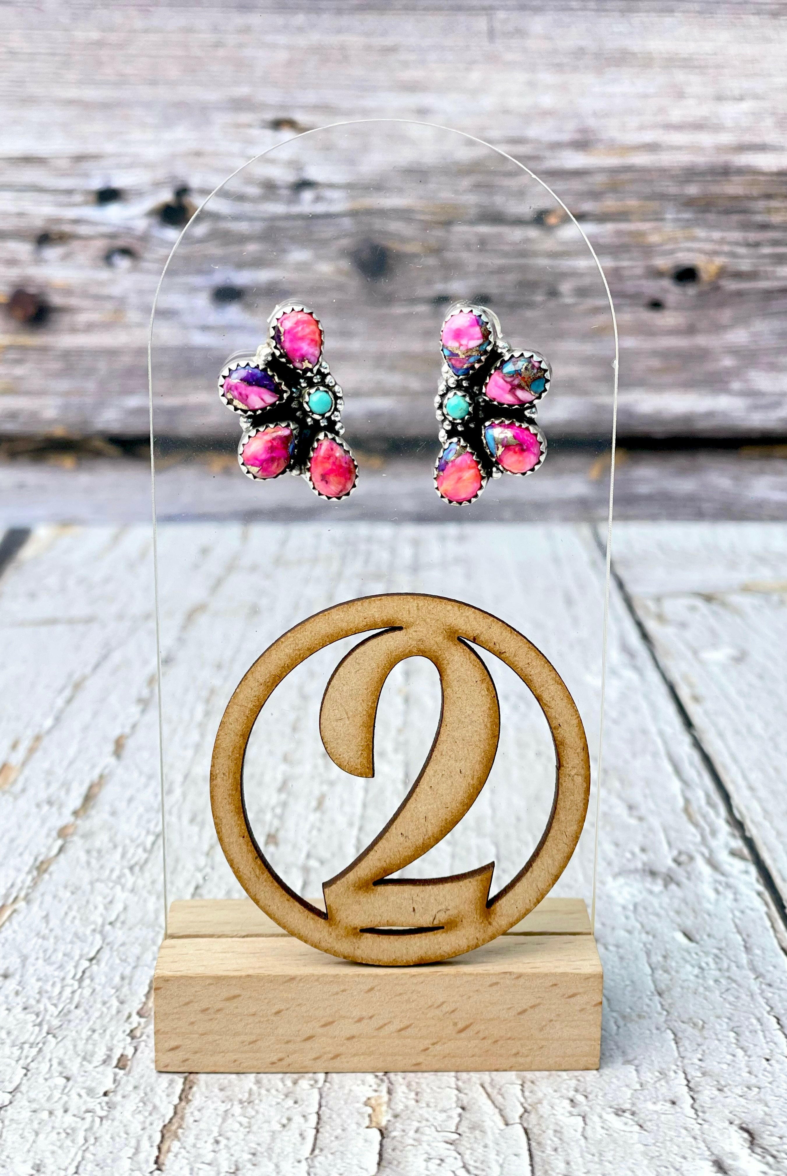 One Of A Kind Half Cluster Earrings-Earrings-Krush Kandy, Women's Online Fashion Boutique Located in Phoenix, Arizona (Scottsdale Area)