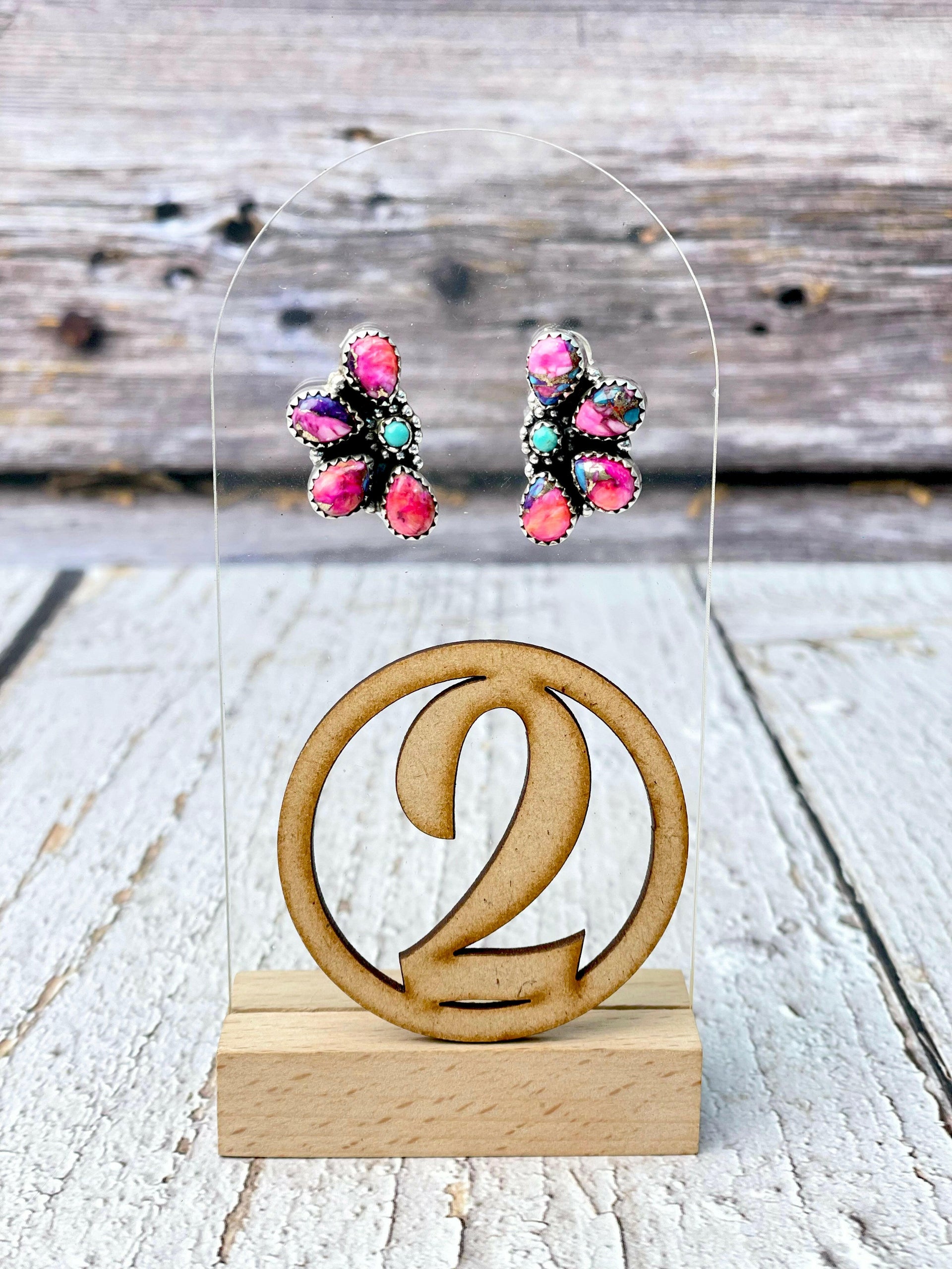 One Of A Kind Half Cluster Earrings-Earrings-Krush Kandy, Women's Online Fashion Boutique Located in Phoenix, Arizona (Scottsdale Area)