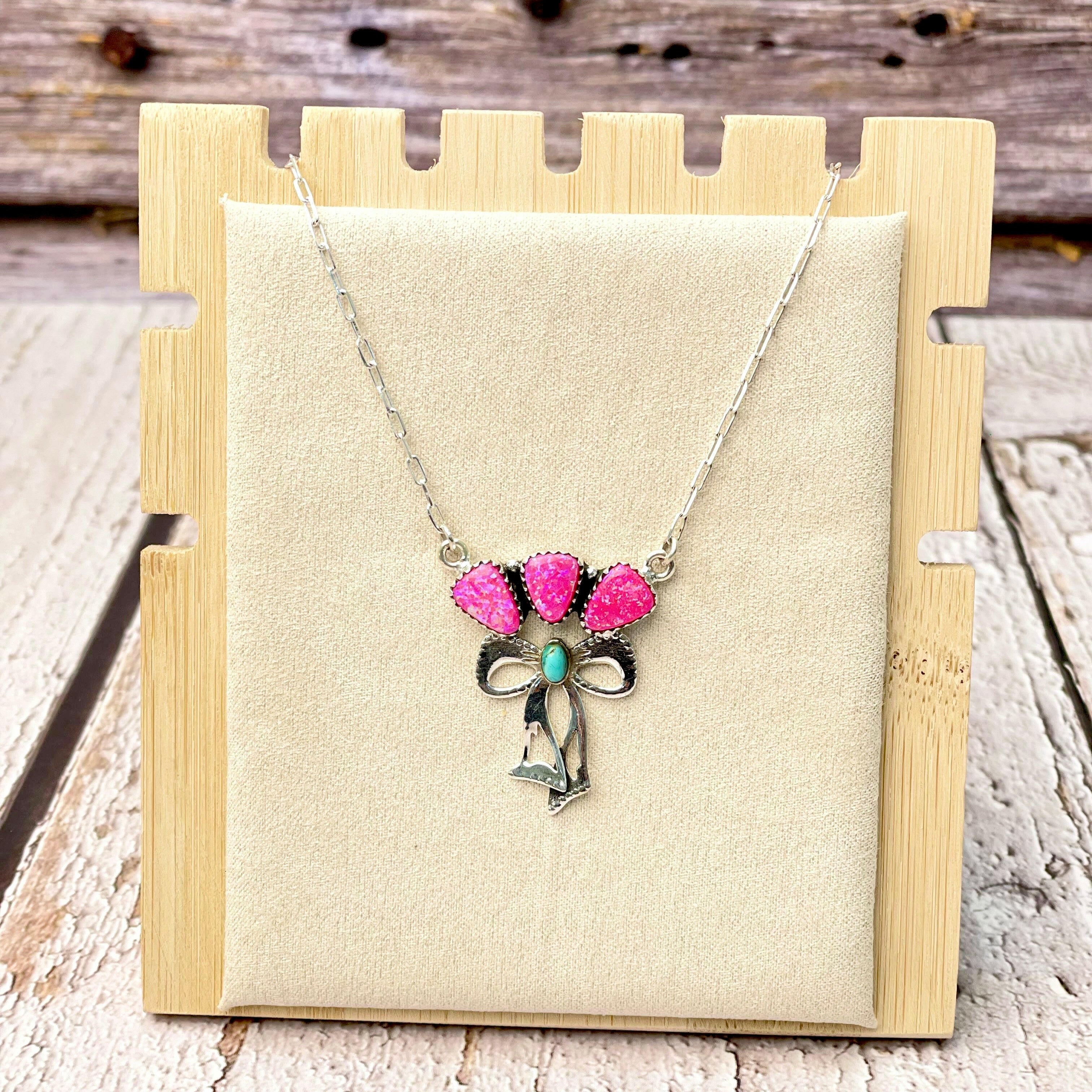 Sterling Bow & Stone Cluster Necklace-Necklaces-Krush Kandy, Women's Online Fashion Boutique Located in Phoenix, Arizona (Scottsdale Area)