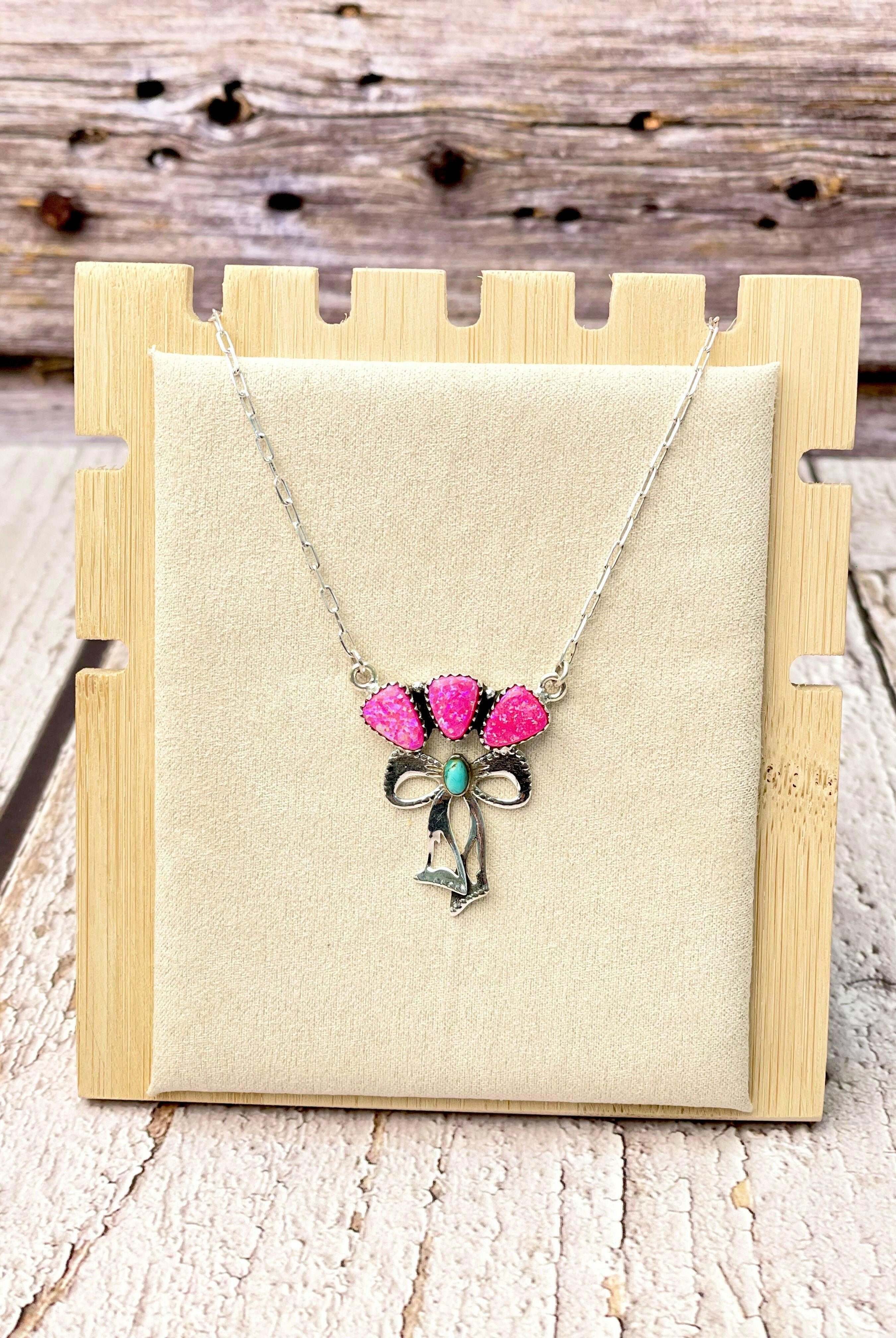 Sterling Bow & Stone Cluster Necklace-Necklaces-Krush Kandy, Women's Online Fashion Boutique Located in Phoenix, Arizona (Scottsdale Area)