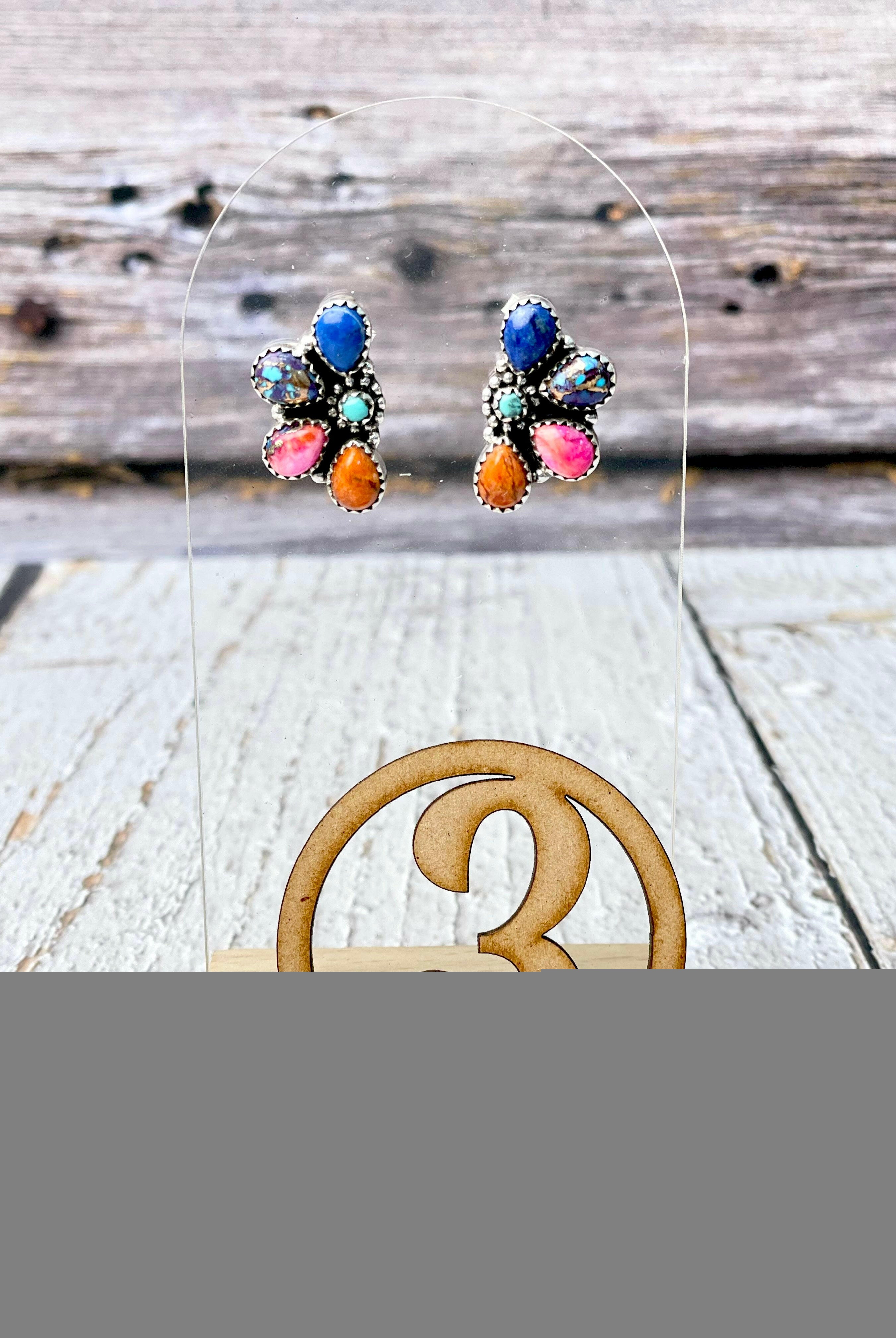 One Of A Kind Half Cluster Earrings-Earrings-Krush Kandy, Women's Online Fashion Boutique Located in Phoenix, Arizona (Scottsdale Area)