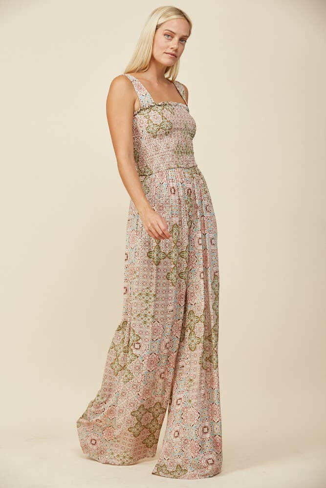 Boho Breeze Smocked Jumpsuit-Jumpsuits & Rompers-Krush Kandy, Women's Online Fashion Boutique Located in Phoenix, Arizona (Scottsdale Area)