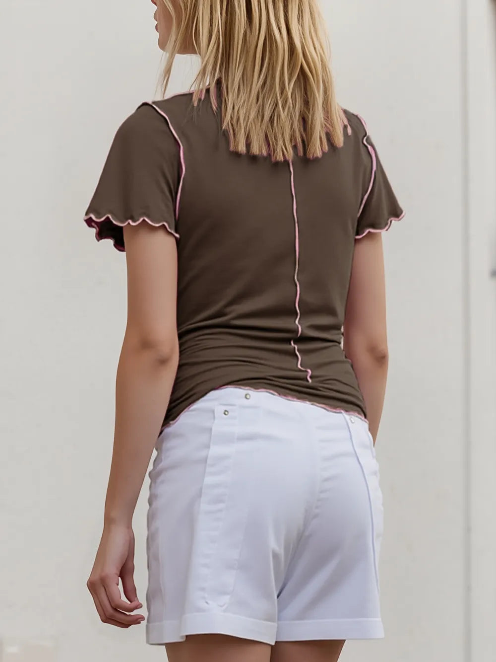 Ruffled Edge Mock Neck Top-Tops-Krush Kandy, Women's Online Fashion Boutique Located in Phoenix, Arizona (Scottsdale Area)