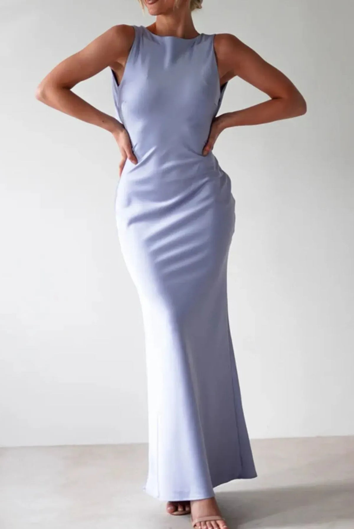 Satin Sleeveless Maxi Dress-Dresses-Krush Kandy, Women's Online Fashion Boutique Located in Phoenix, Arizona (Scottsdale Area)