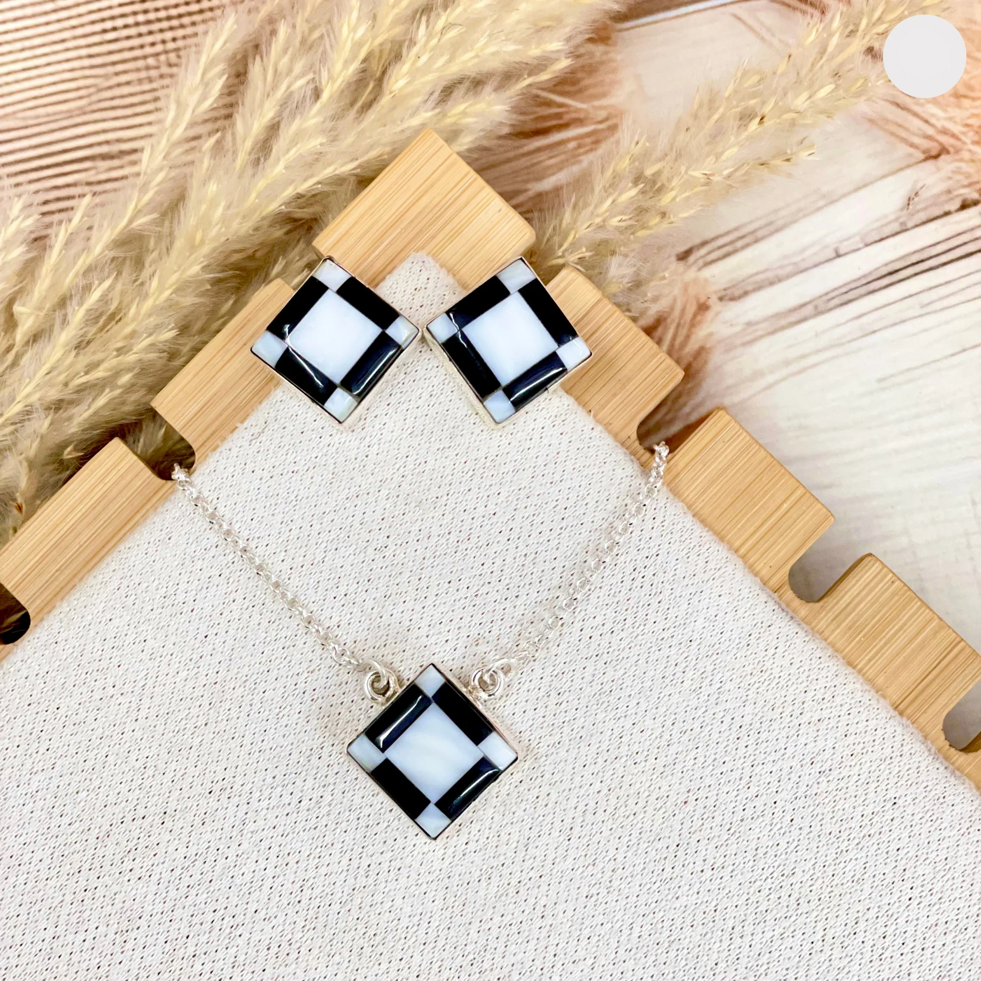 Cowgirl Grid Necklace & Earrings Set-Necklaces-Krush Kandy, Women's Online Fashion Boutique Located in Phoenix, Arizona (Scottsdale Area)