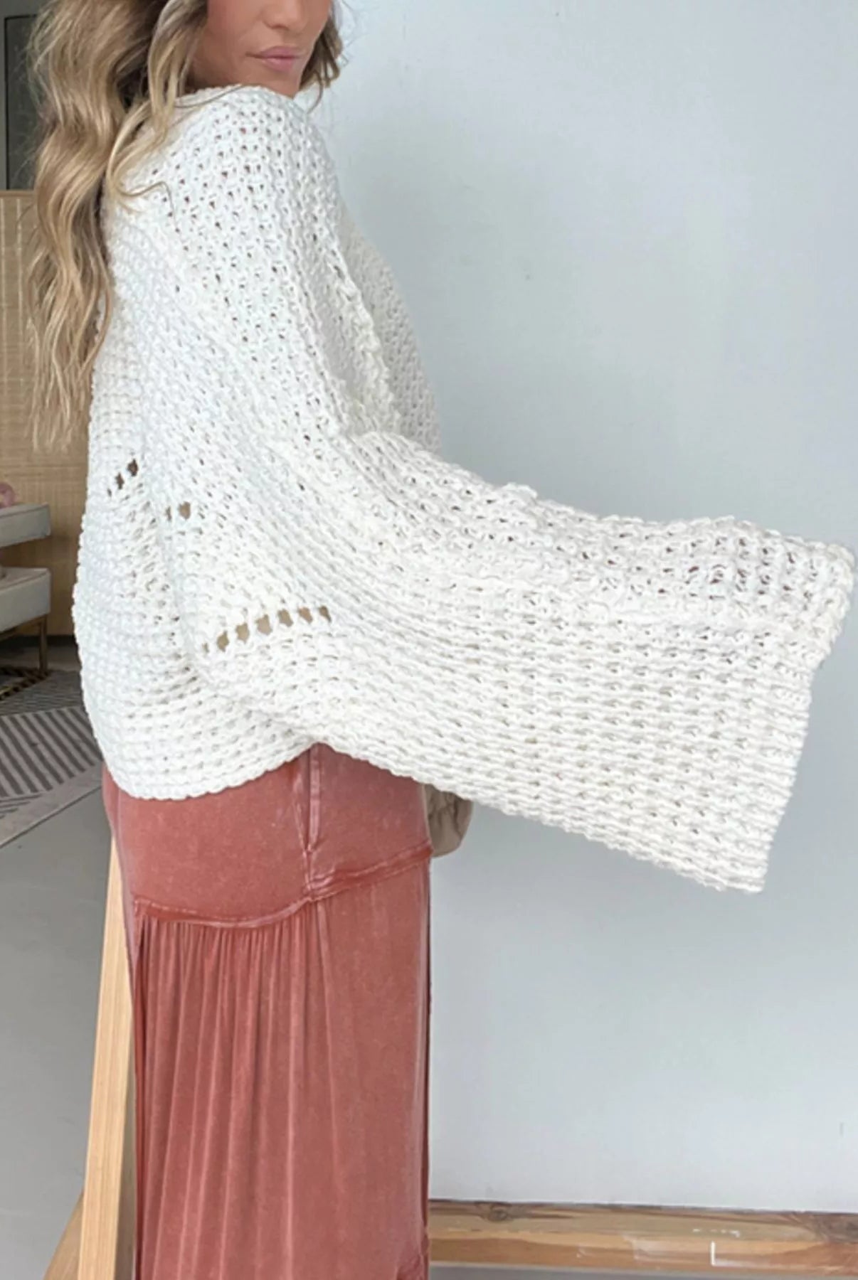 Openwork Batwing Sleeve Sweater-Sweater-Krush Kandy, Women's Online Fashion Boutique Located in Phoenix, Arizona (Scottsdale Area)