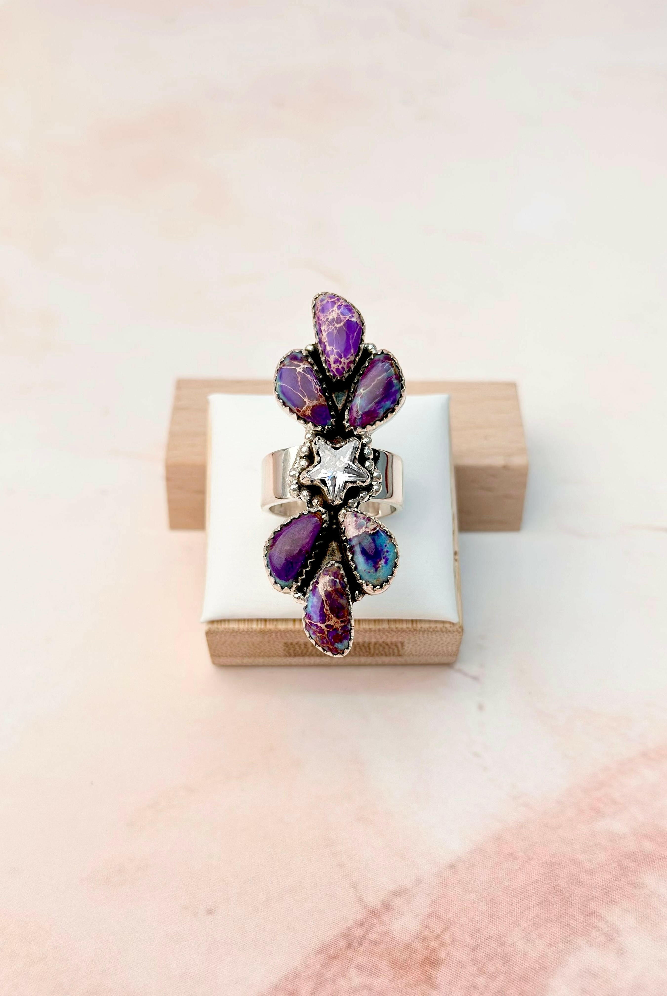 Desert Jasper Petal & Star Crawler Ring-Rings-Krush Kandy, Women's Online Fashion Boutique Located in Phoenix, Arizona (Scottsdale Area)