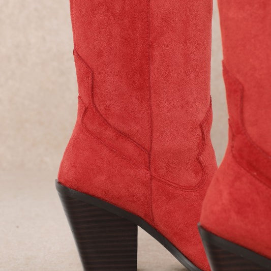 Classy - Chunky Heel Pull-on Suede Knee-high Boots-Boots-Krush Kandy, Women's Online Fashion Boutique Located in Phoenix, Arizona (Scottsdale Area)