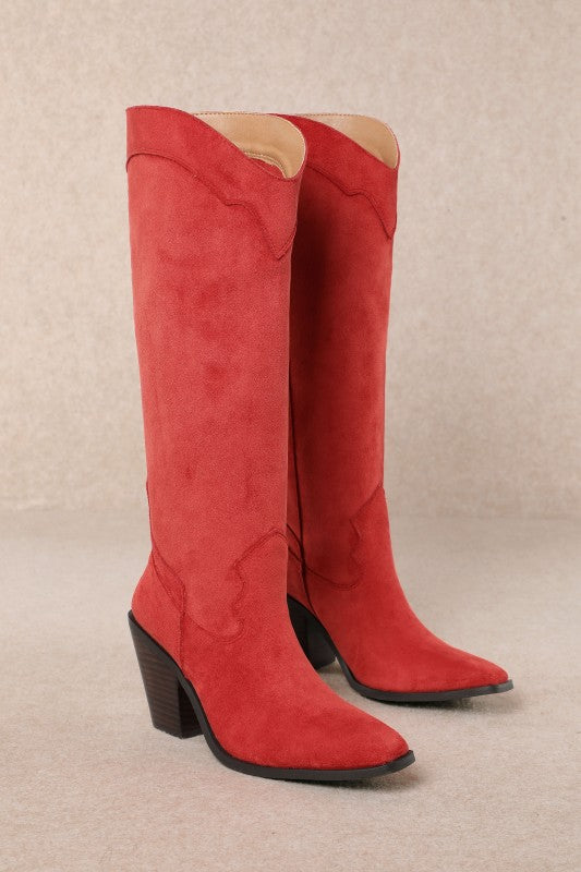 Classy - Chunky Heel Pull-on Suede Knee-high Boots-Boots-Krush Kandy, Women's Online Fashion Boutique Located in Phoenix, Arizona (Scottsdale Area)