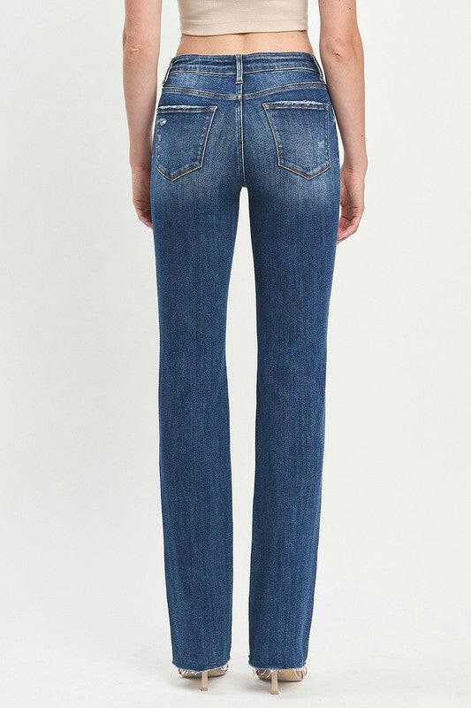 HIGH RISE RAW HEM BOOTCUT JEANS-Denim-Krush Kandy, Women's Online Fashion Boutique Located in Phoenix, Arizona (Scottsdale Area)