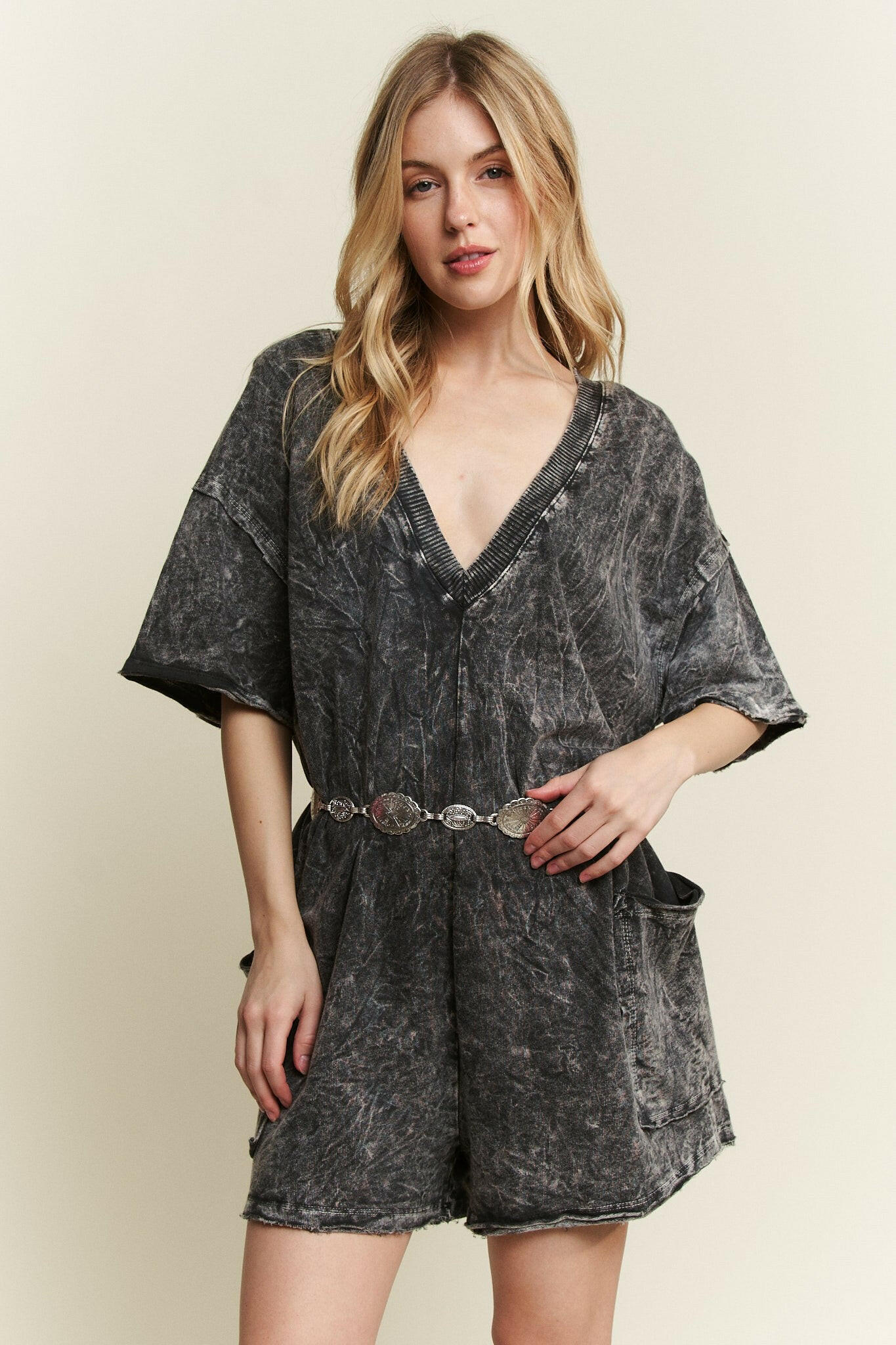 Mineral Wash Reversible Romper-Jumpsuits & Rompers-Krush Kandy, Women's Online Fashion Boutique Located in Phoenix, Arizona (Scottsdale Area)