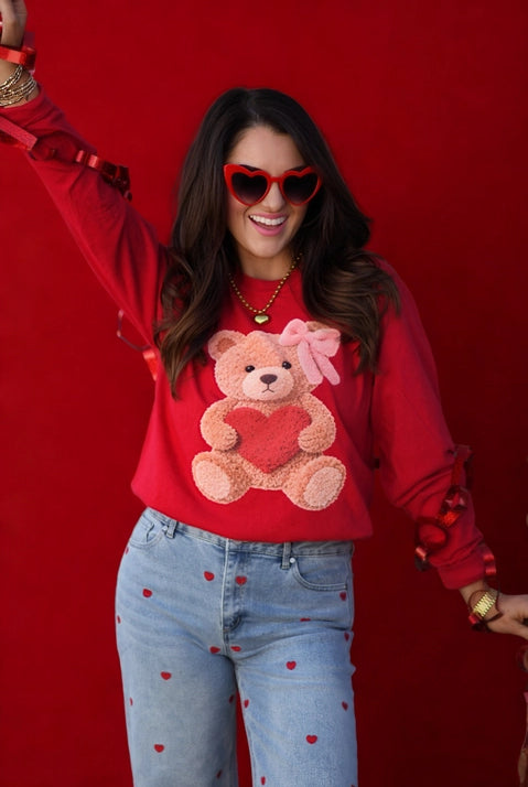 Valentine Teddy Bear Tee-Graphic Tees-Krush Kandy, Women's Online Fashion Boutique Located in Phoenix, Arizona (Scottsdale Area)