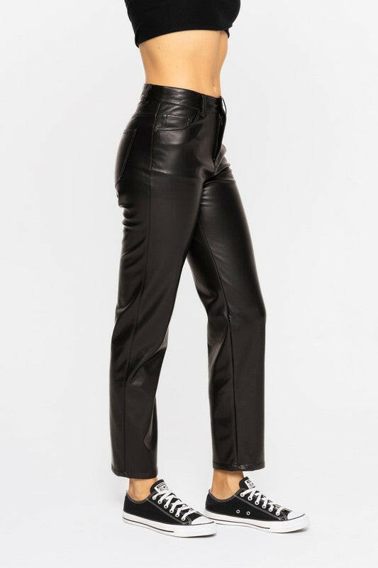 Mono B Vegan Leather Straight Leg Pants-Pants-Krush Kandy, Women's Online Fashion Boutique Located in Phoenix, Arizona (Scottsdale Area)