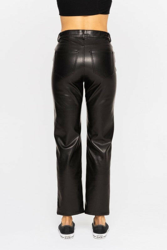 Mono B Vegan Leather Straight Leg Pants-Pants-Krush Kandy, Women's Online Fashion Boutique Located in Phoenix, Arizona (Scottsdale Area)