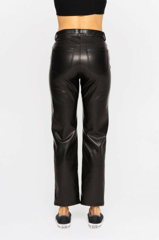 Mono B Vegan Leather Straight Leg Pants-Pants-Krush Kandy, Women's Online Fashion Boutique Located in Phoenix, Arizona (Scottsdale Area)