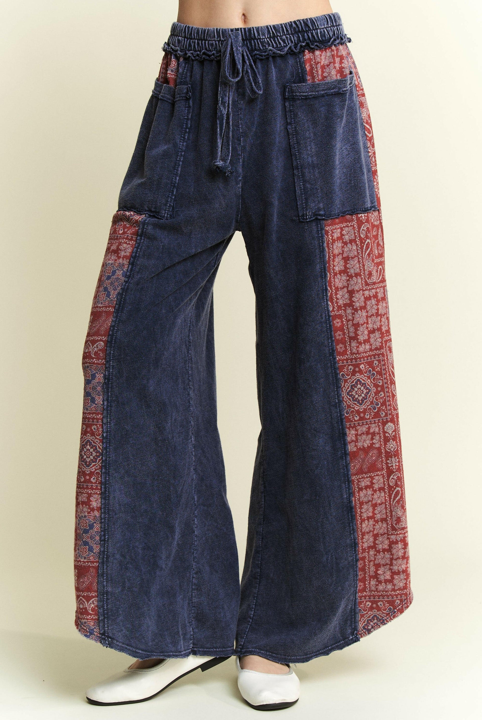 J.HER Mineral Wash Bandana Paisley Cropped Pants-Pants-Krush Kandy, Women's Online Fashion Boutique Located in Phoenix, Arizona (Scottsdale Area)