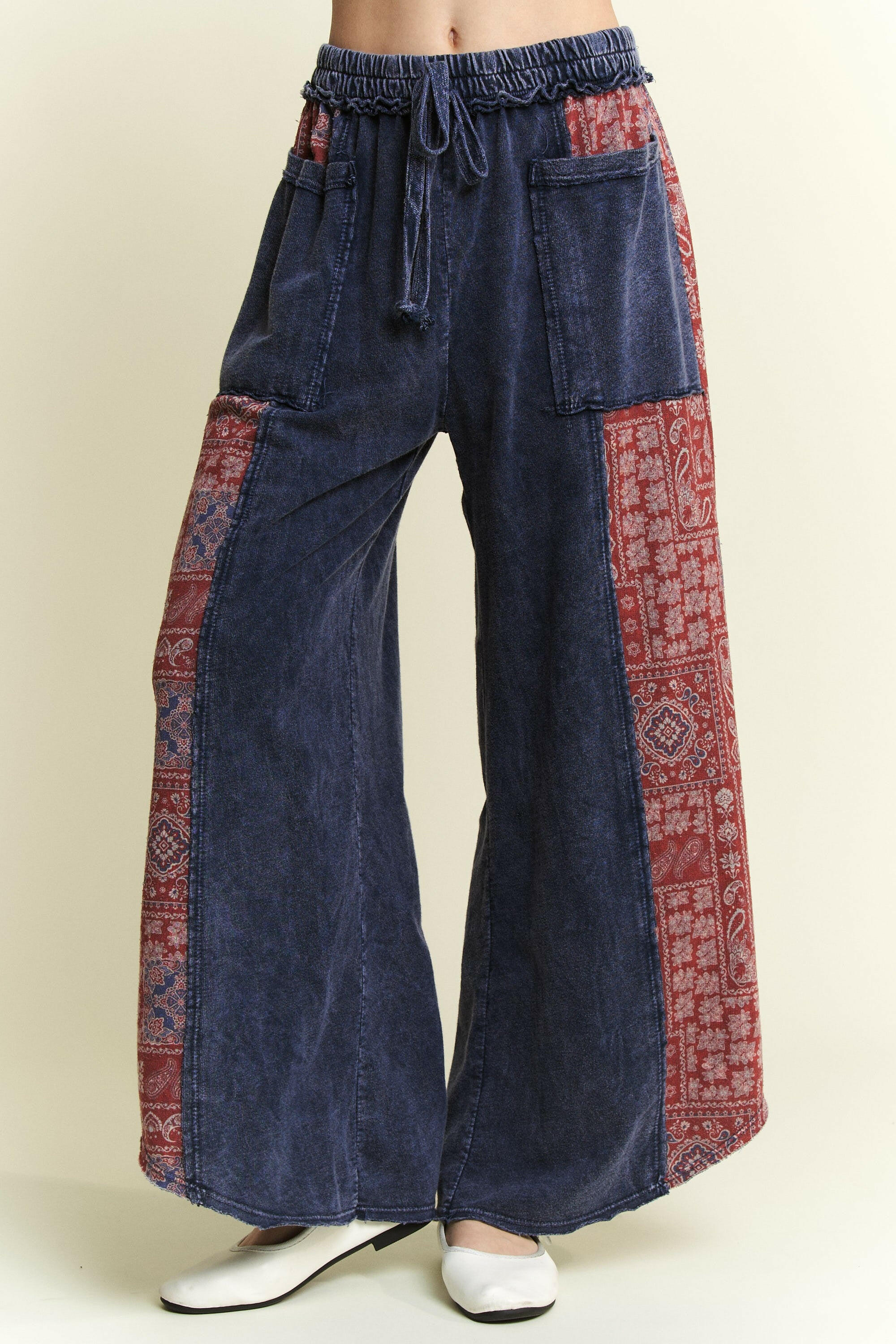 J.HER Mineral Wash Bandana Paisley Cropped Pants-Pants-Krush Kandy, Women's Online Fashion Boutique Located in Phoenix, Arizona (Scottsdale Area)