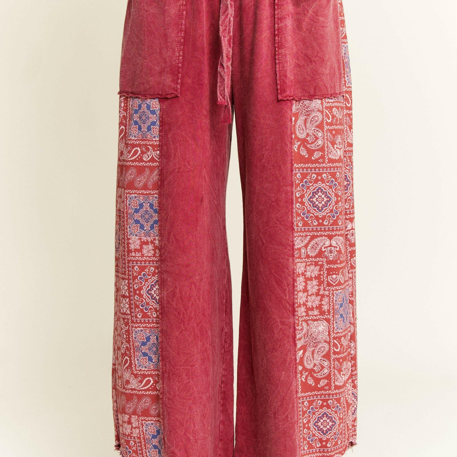 J.HER Mineral Wash Bandana Paisley Cropped Pants-Pants-Krush Kandy, Women's Online Fashion Boutique Located in Phoenix, Arizona (Scottsdale Area)