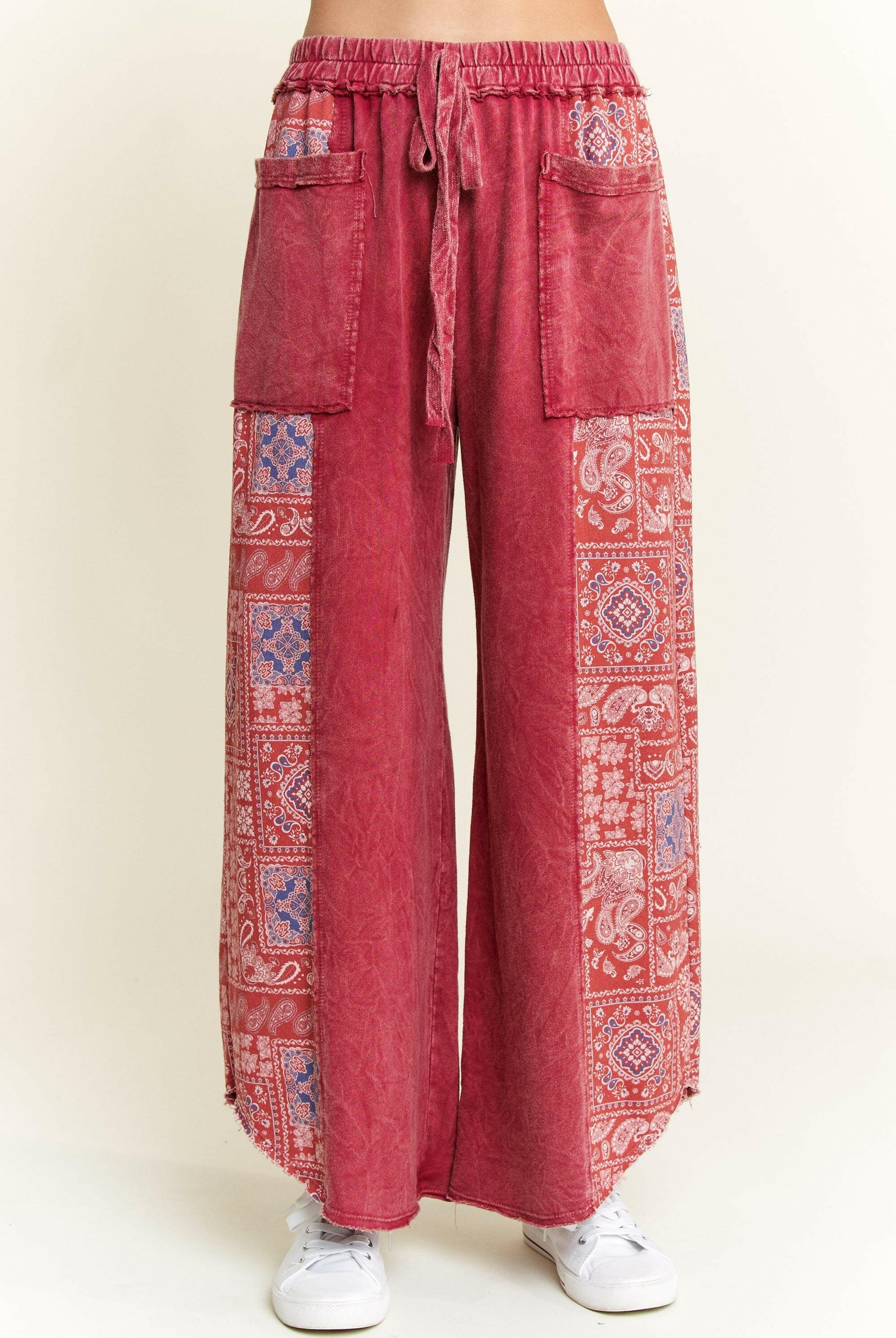 J.HER Mineral Wash Bandana Paisley Cropped Pants-Pants-Krush Kandy, Women's Online Fashion Boutique Located in Phoenix, Arizona (Scottsdale Area)