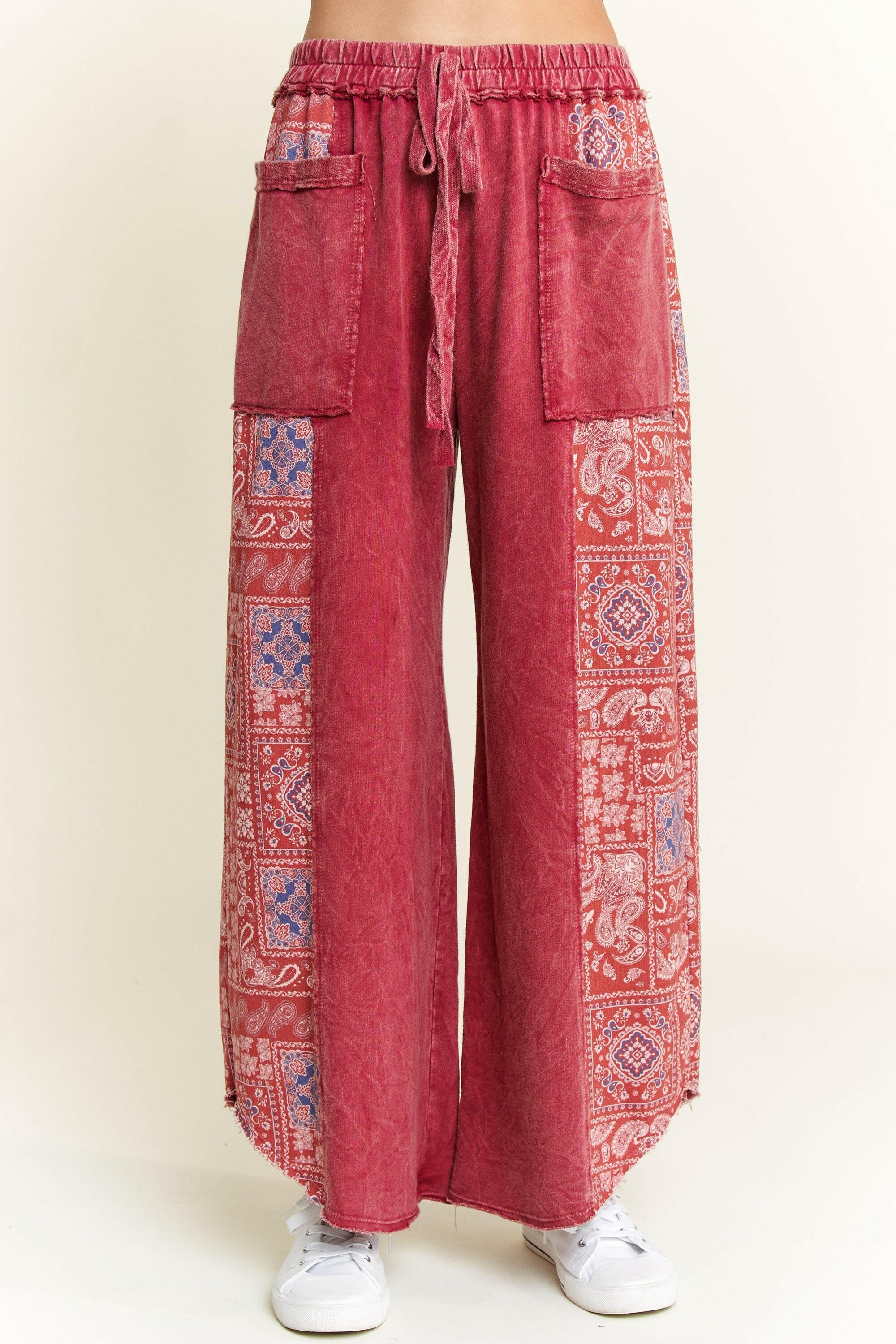 J.HER Mineral Wash Bandana Paisley Cropped Pants-Pants-Krush Kandy, Women's Online Fashion Boutique Located in Phoenix, Arizona (Scottsdale Area)