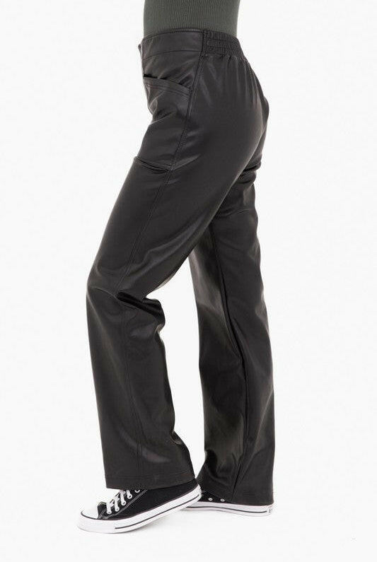 Mono B Vegan Leather Wide Leg Pants-Pants-Krush Kandy, Women's Online Fashion Boutique Located in Phoenix, Arizona (Scottsdale Area)