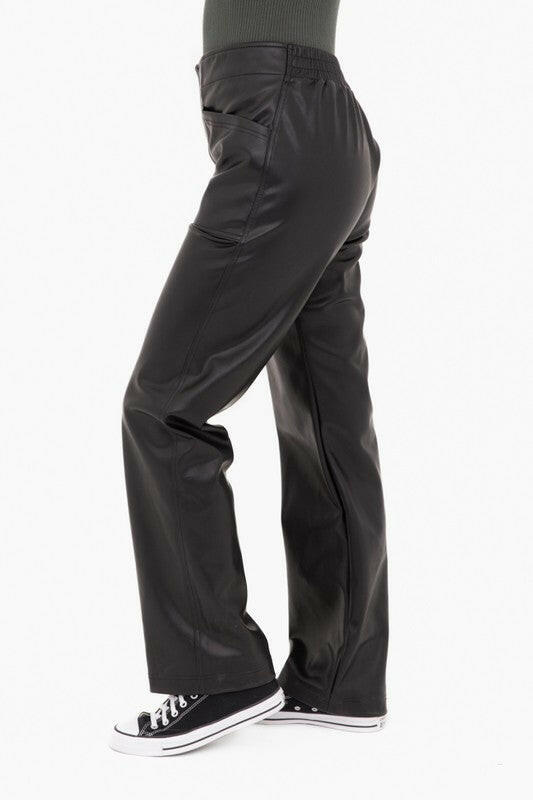 Mono B Vegan Leather Wide Leg Pants-Pants-Krush Kandy, Women's Online Fashion Boutique Located in Phoenix, Arizona (Scottsdale Area)