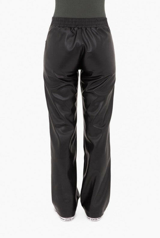 Mono B Vegan Leather Wide Leg Pants-Pants-Krush Kandy, Women's Online Fashion Boutique Located in Phoenix, Arizona (Scottsdale Area)