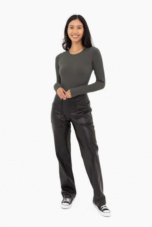 Mono B Vegan Leather Wide Leg Pants-Pants-Krush Kandy, Women's Online Fashion Boutique Located in Phoenix, Arizona (Scottsdale Area)