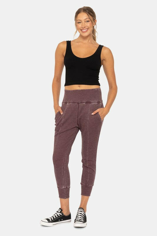 Mono B Cotton Blend Waffle Knit Jogger-Pants-Krush Kandy, Women's Online Fashion Boutique Located in Phoenix, Arizona (Scottsdale Area)