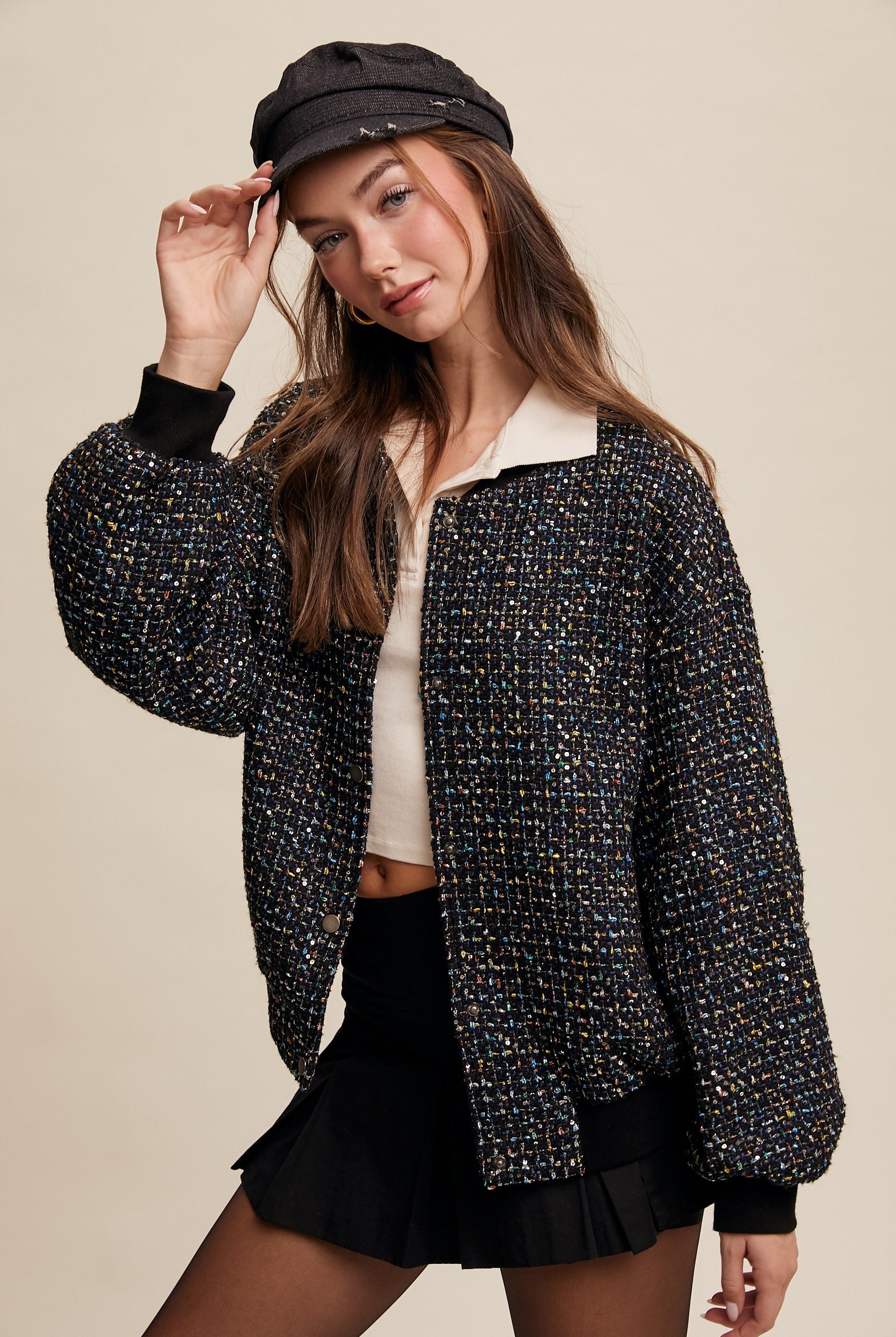 Sparkled Bomber Jacket-Jacket-Krush Kandy, Women's Online Fashion Boutique Located in Phoenix, Arizona (Scottsdale Area)