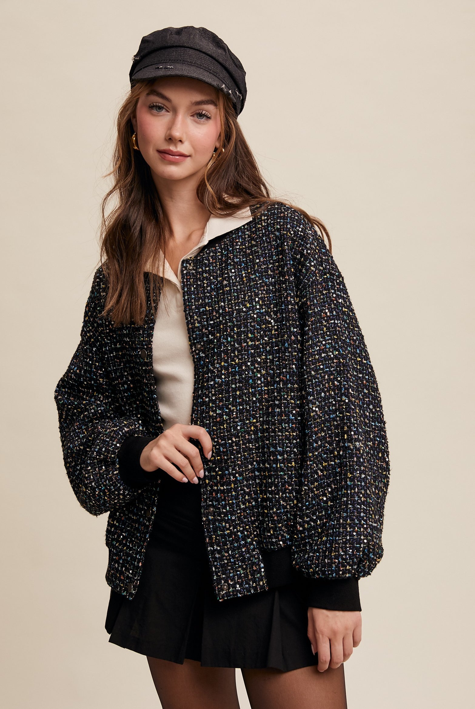 Sparkled Bomber Jacket-Jacket-Krush Kandy, Women's Online Fashion Boutique Located in Phoenix, Arizona (Scottsdale Area)