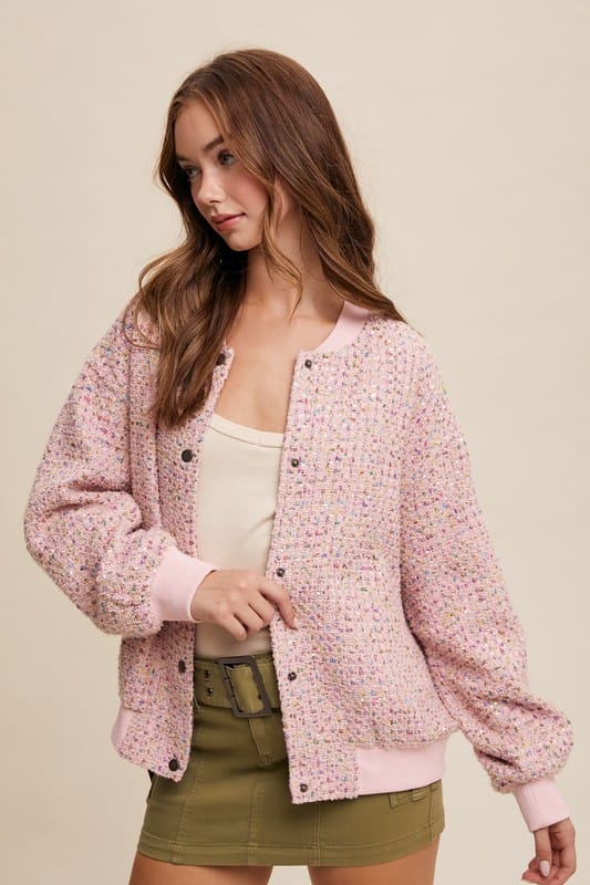 Sparkled Bomber Jacket-Jacket-Krush Kandy, Women's Online Fashion Boutique Located in Phoenix, Arizona (Scottsdale Area)