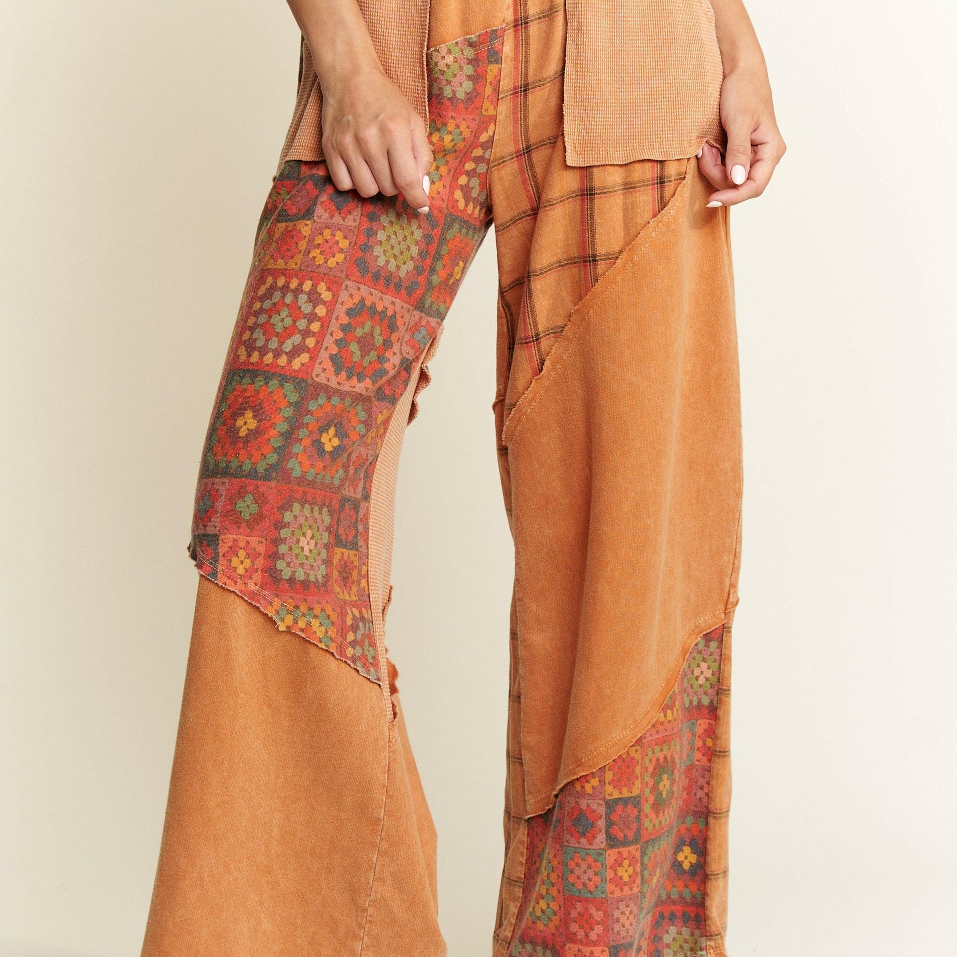 Harvest Haze Patchwork Pants-Pants-Krush Kandy, Women's Online Fashion Boutique Located in Phoenix, Arizona (Scottsdale Area)