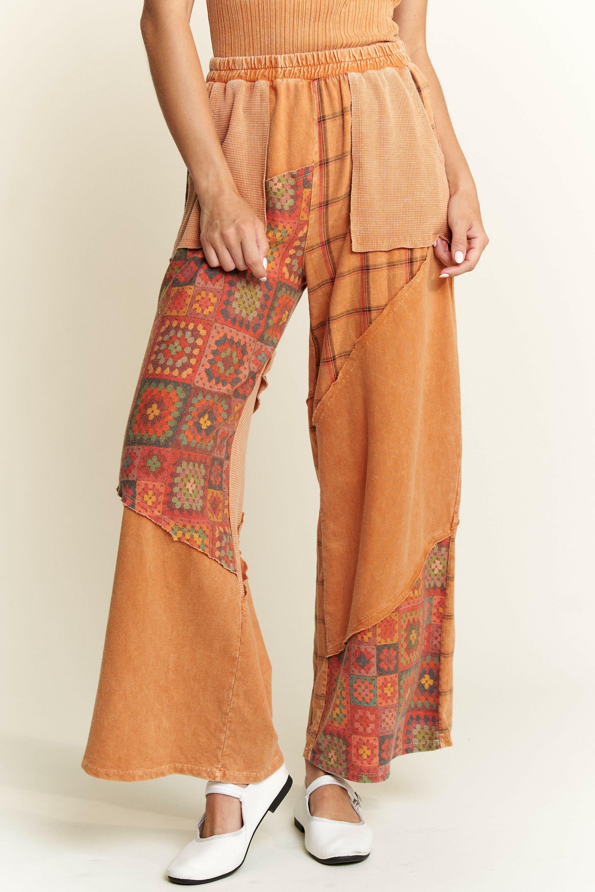 Harvest Haze Patchwork Pants-Pants-Krush Kandy, Women's Online Fashion Boutique Located in Phoenix, Arizona (Scottsdale Area)