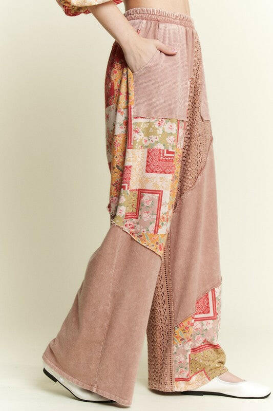 J.HER Vintage Dreams Patchwork Pants-Pants-Krush Kandy, Women's Online Fashion Boutique Located in Phoenix, Arizona (Scottsdale Area)