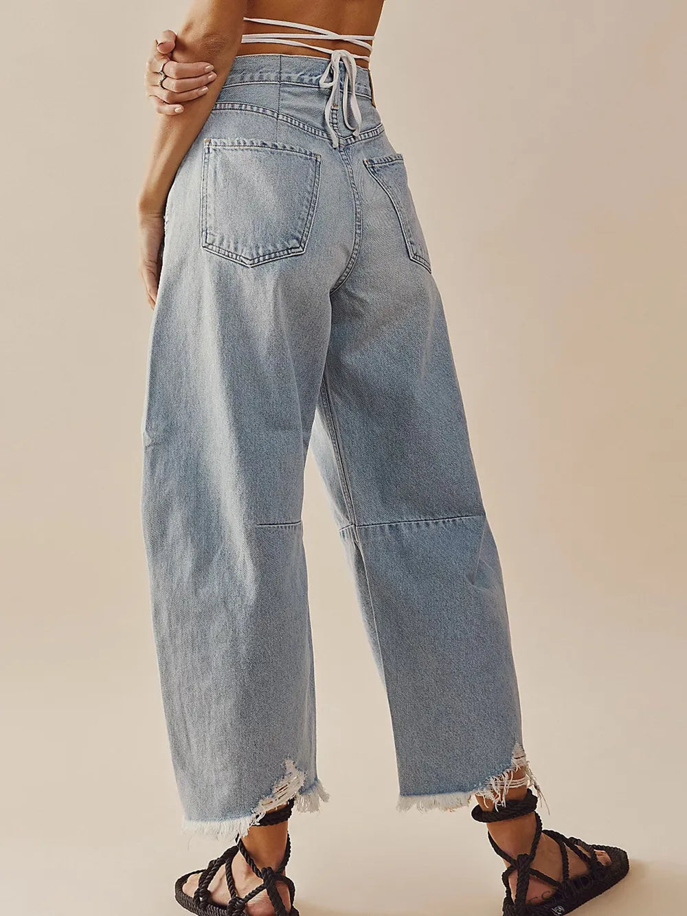 Raw Hem Wide Leg Jeans with Pockets-Jeans-Krush Kandy, Women's Online Fashion Boutique Located in Phoenix, Arizona (Scottsdale Area)