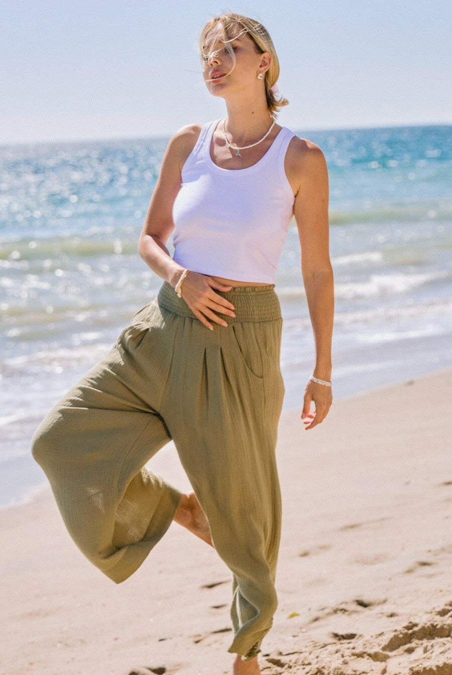 ODDI Cotton Gauze Wide Leg Pants-Bottoms-Krush Kandy, Women's Online Fashion Boutique Located in Phoenix, Arizona (Scottsdale Area)