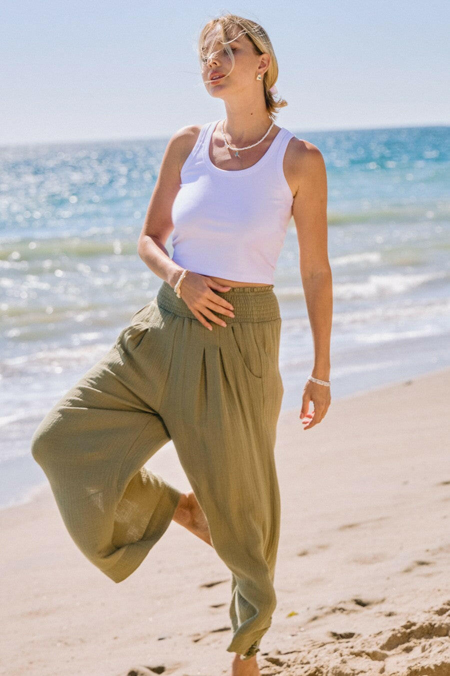 ODDI Cotton Gauze Wide Leg Pants-Bottoms-Krush Kandy, Women's Online Fashion Boutique Located in Phoenix, Arizona (Scottsdale Area)