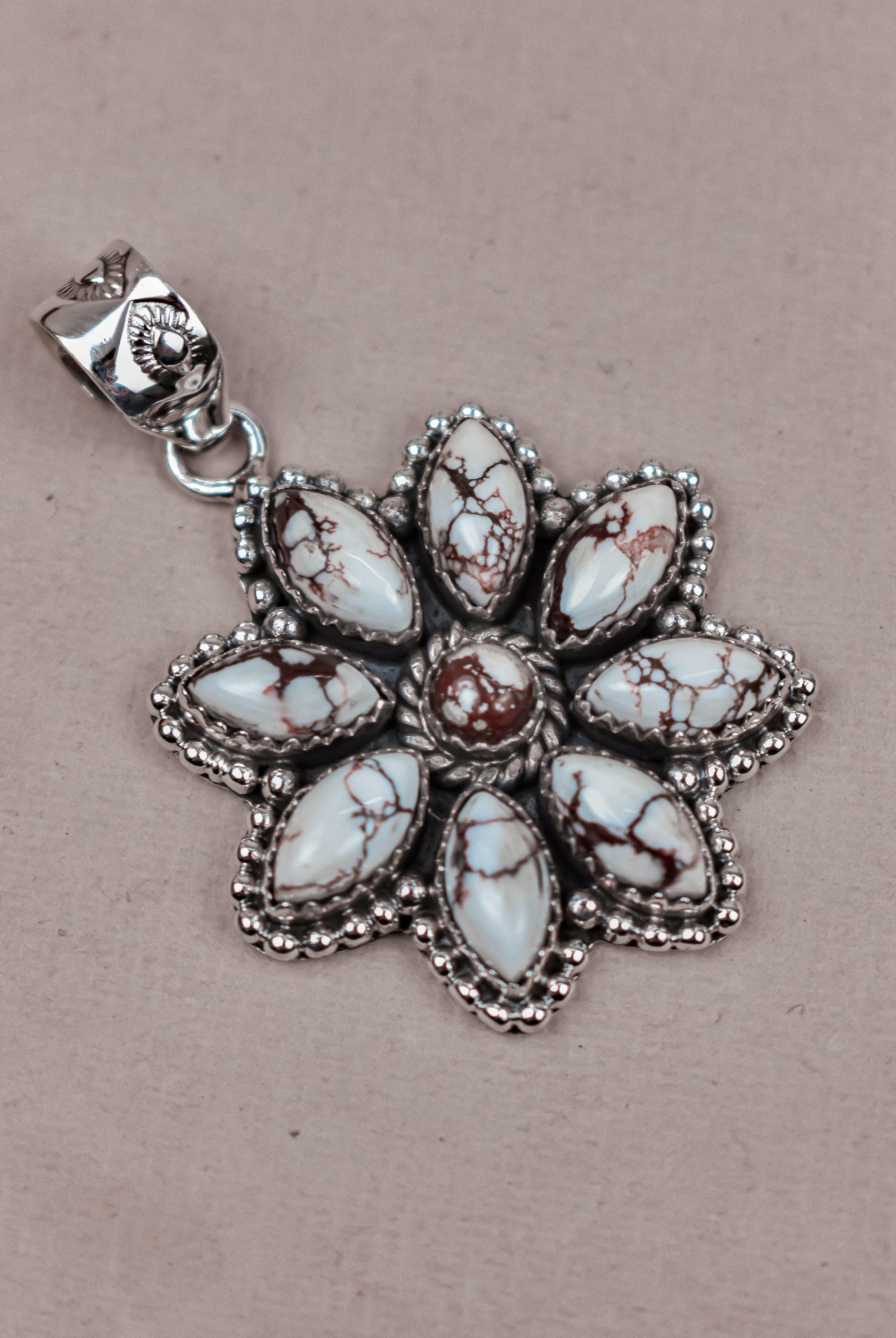 Silver Blossom Gem Pendant-Pendant Necklaces-Krush Kandy, Women's Online Fashion Boutique Located in Phoenix, Arizona (Scottsdale Area)